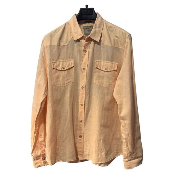 Guess Linen blend size men's xl peach colour‎ pearl snap - Picture 1 of 3